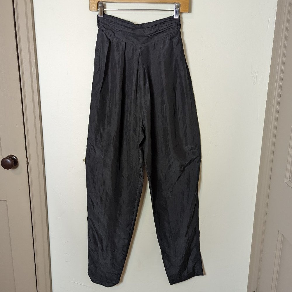 Vintage Diane Gilman Silk Pants Paper Bag Elastic High Waist Lagenlook